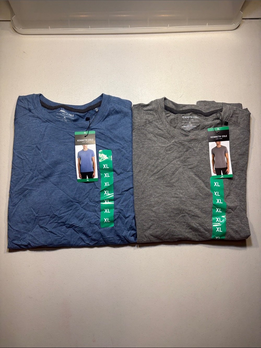 LOT of 2 Kenneth Cole Men's Crew Neck T-Shirt - Blue and Gray